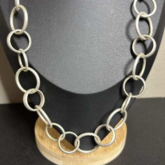 Silver Tone R Hang Tag Long Chain Boho Necklace - Picture 2 of 8